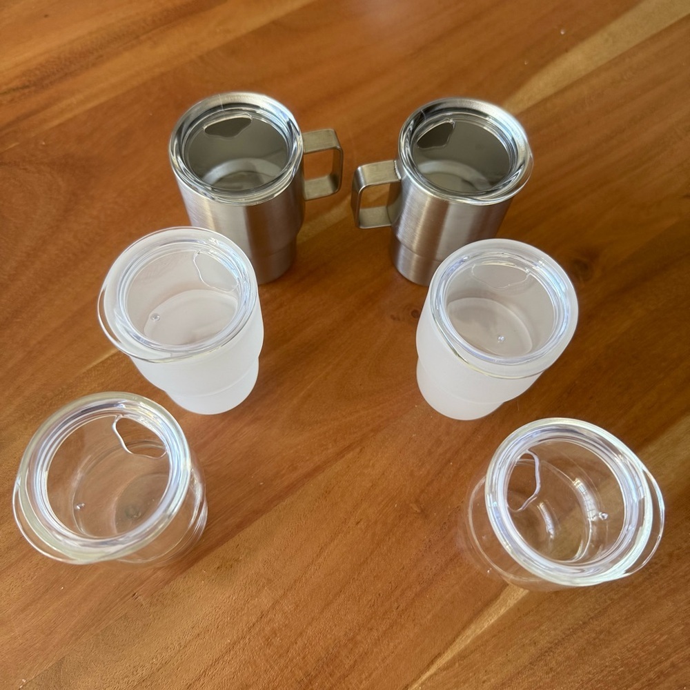 Set of 6 Mini 3oz Tumbler Shot Glasses w/ Lids & Straws - Picture 2 of 8